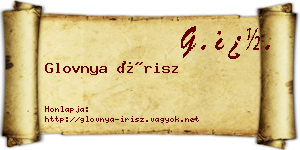 Glovnya Írisz névjegykártya